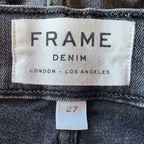 Frame Denim Le Skinny De Jeanne Crop Distressed Gray Jeans Womens 27 - Picture 6 of 9